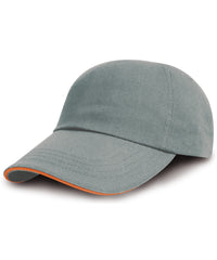 Resultheadwear Brushed Coton Printers/embroiderers Cap with Sandwich Peak - Heather/Amber