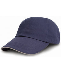 Resultheadwear Brushed Coton Printers/embroiderers Cap with Sandwich Peak - Navy/Putty
