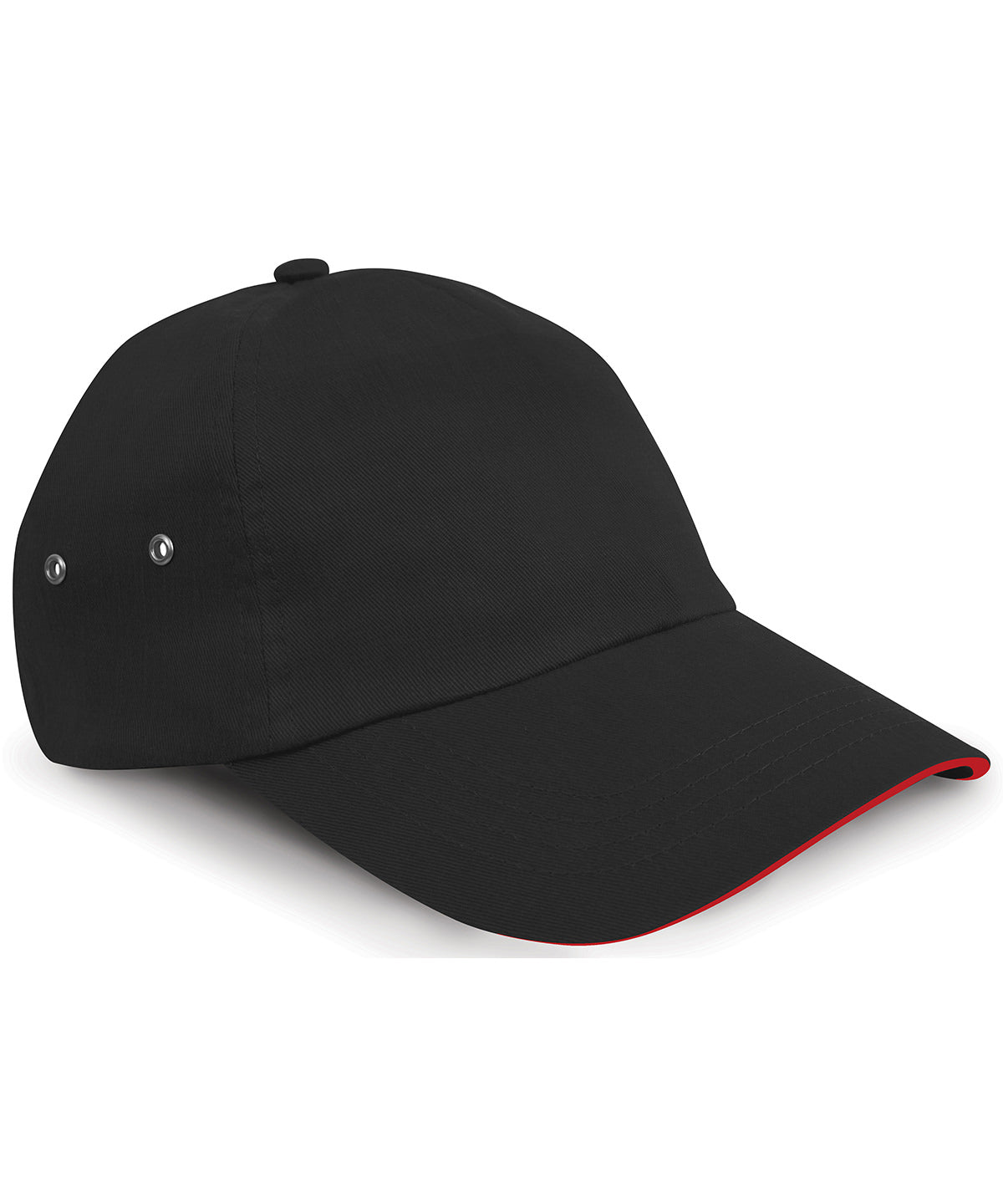 Resultheadwear Printers Plush Cotton 5-panel Cap - Black/Red