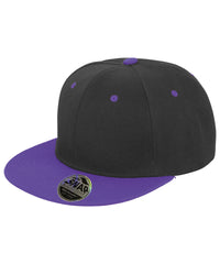 Resultheadwear Bronx Original Flat Peak Snapback Dual Colour Cap - Black/Purple