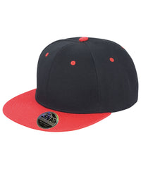 Resultheadwear Bronx Original Flat Peak Snapback Dual Colour Cap - Black/Red