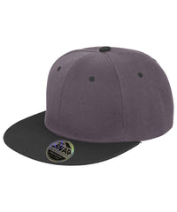 Resultheadwear Bronx Original Flat Peak Snapback Dual Colour Cap - Heather Grey/Black