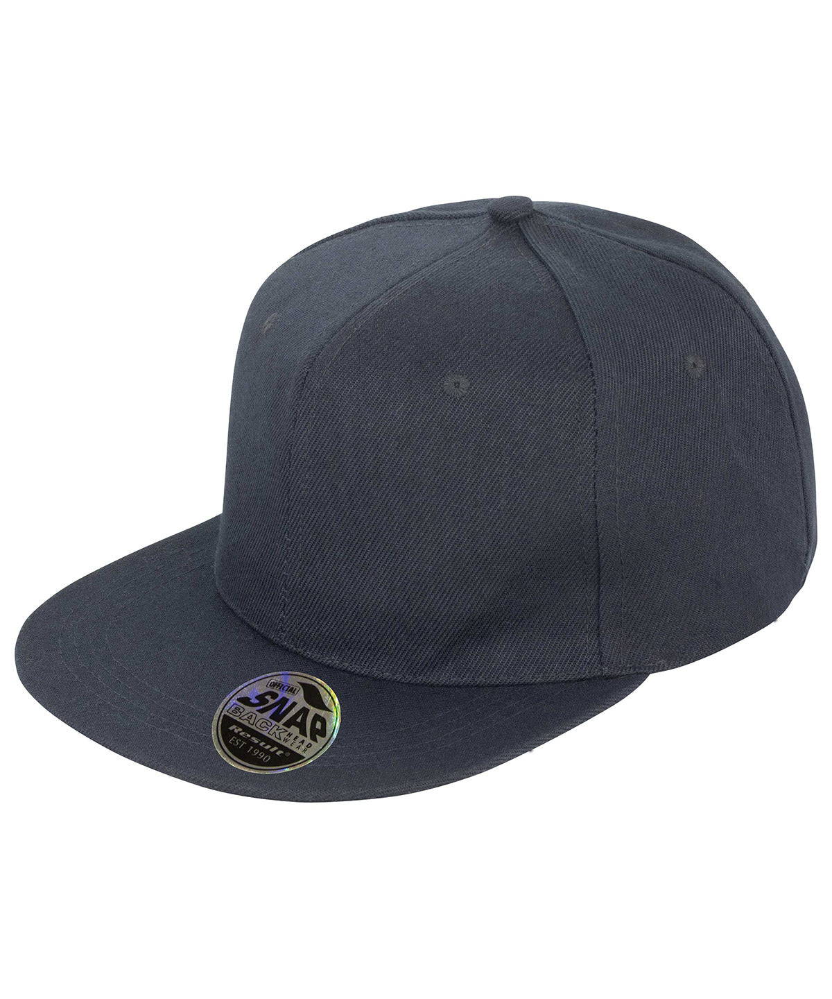 Resultheadwear Bronx Original Flat Peak Snapback Cap - Black