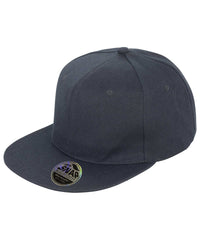 Resultheadwear Bronx Original Flat Peak Snapback Cap - Black