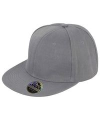 Resultheadwear Bronx Original Flat Peak Snapback Cap - Heather Grey