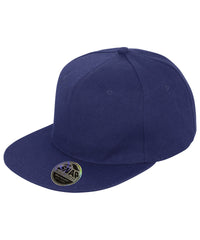 Resultheadwear Bronx Original Flat Peak Snapback Cap - Navy