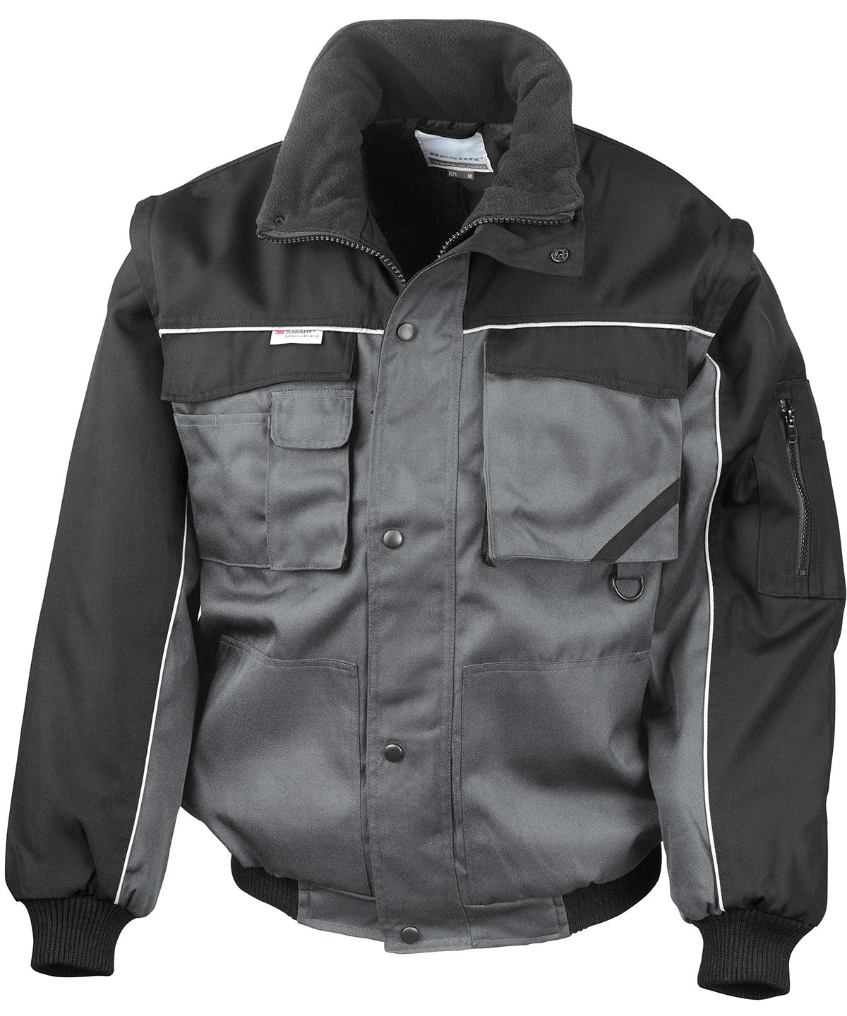 Result Work-Guard Zip Sleeve Heavy-duty Pilot Jacket - Grey/Black