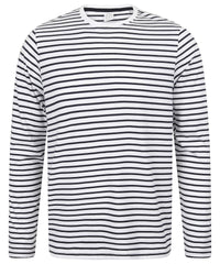 SF Unisex Long-sleeved Striped T - White/Oxford Navy