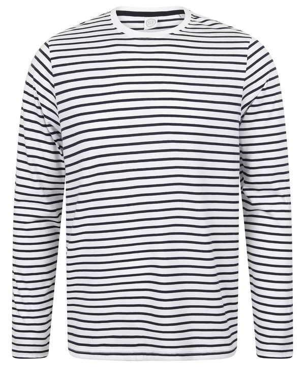 SF Unisex Long-sleeved Striped T - White/Oxford Navy
