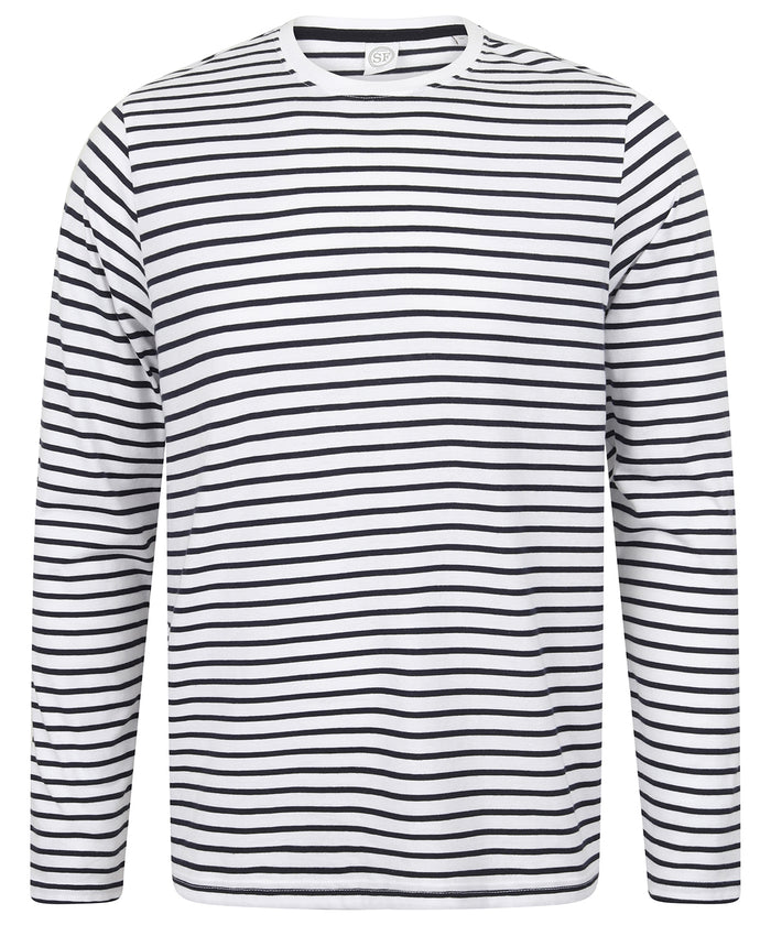 SF Unisex Long-sleeved Striped T - White/Oxford Navy