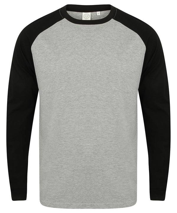SF Long Sleeve Baseball T-shirt - Heather Grey/Black