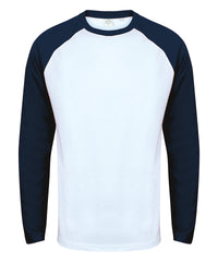 SF Long Sleeve Baseball T-shirt - White/Oxford Navy