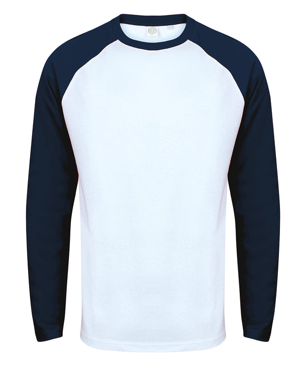 SF Long Sleeve Baseball T-shirt - White/Oxford Navy