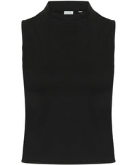 SF Women's High Neck Crop Vest - Black