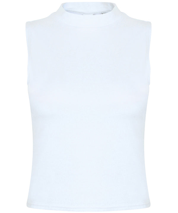 SF Women's High Neck Crop Vest - White