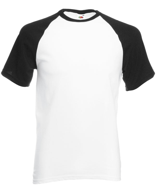 Fruit of the Loom Short Sleeve Baseball T - White/Black*