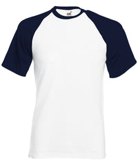 Fruit of the Loom Short Sleeve Baseball T - White/Deep Navy*