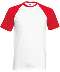 Fruit of the Loom Short Sleeve Baseball T - White/Red*