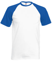 Fruit of the Loom Short Sleeve Baseball T - White/Royal Blue*