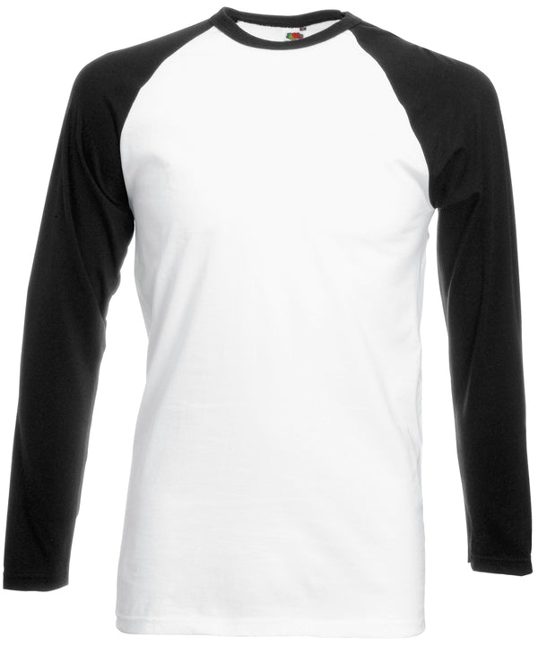 Fruit of the Loom Long Sleeve Baseball T - White/Black*