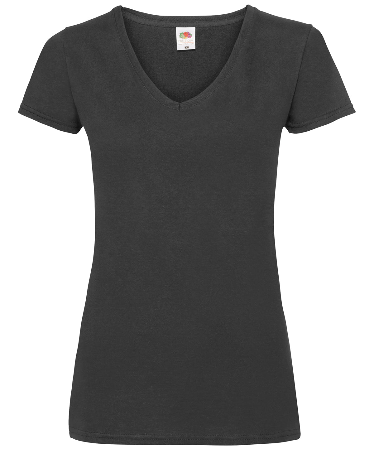 Fruit of the Loom Women's Valueweight V-neck T - Black