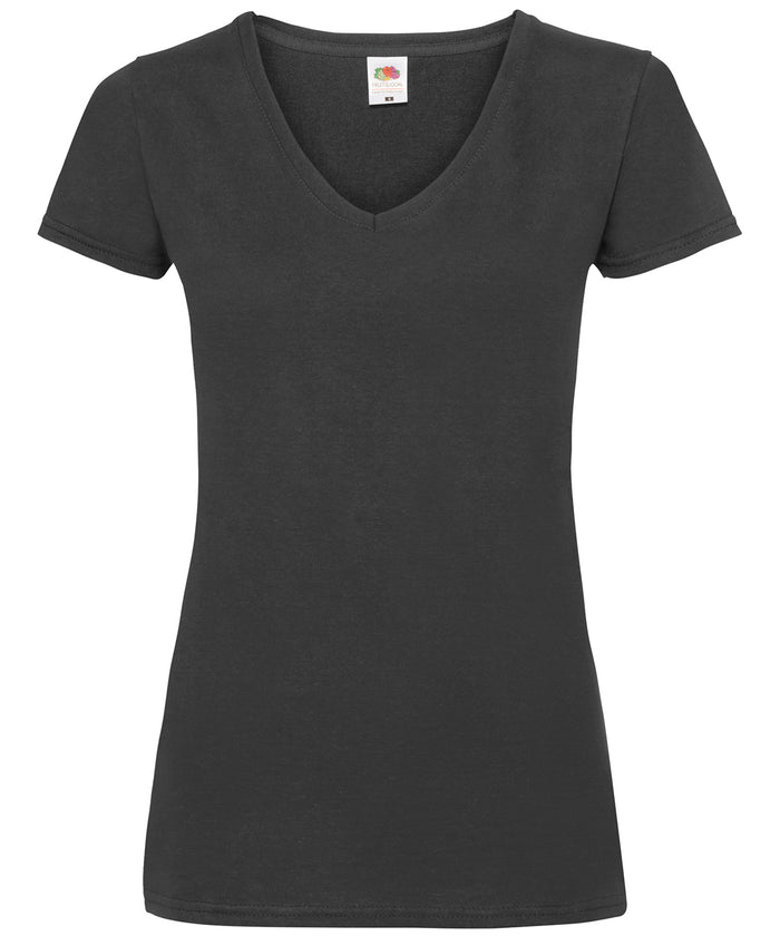Fruit of the Loom Women's Valueweight V-neck T - Black