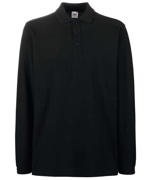 Fruit of the Loom Premium Long Sleeve Polo - Black