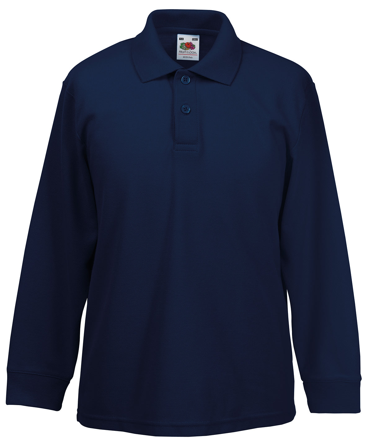 Fruit of the Loom Kids Long Sleeve 65/35 Polo - Deep Navy