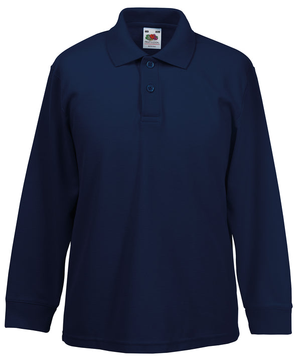 Fruit of the Loom Kids Long Sleeve 65/35 Polo - Deep Navy