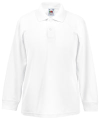 Fruit of the Loom Kids Long Sleeve 65/35 Polo - White