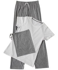 Towel City Women's Long Pant Pyjama Set (in a Bag) - White/Heather Grey
