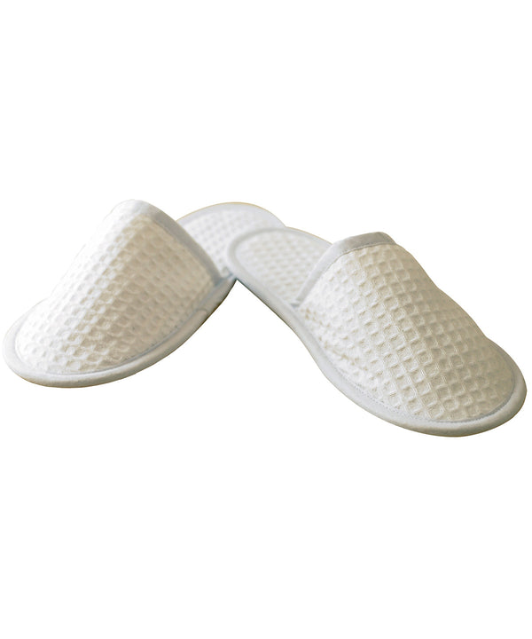 Towel City Waffle Mule Slippers - White