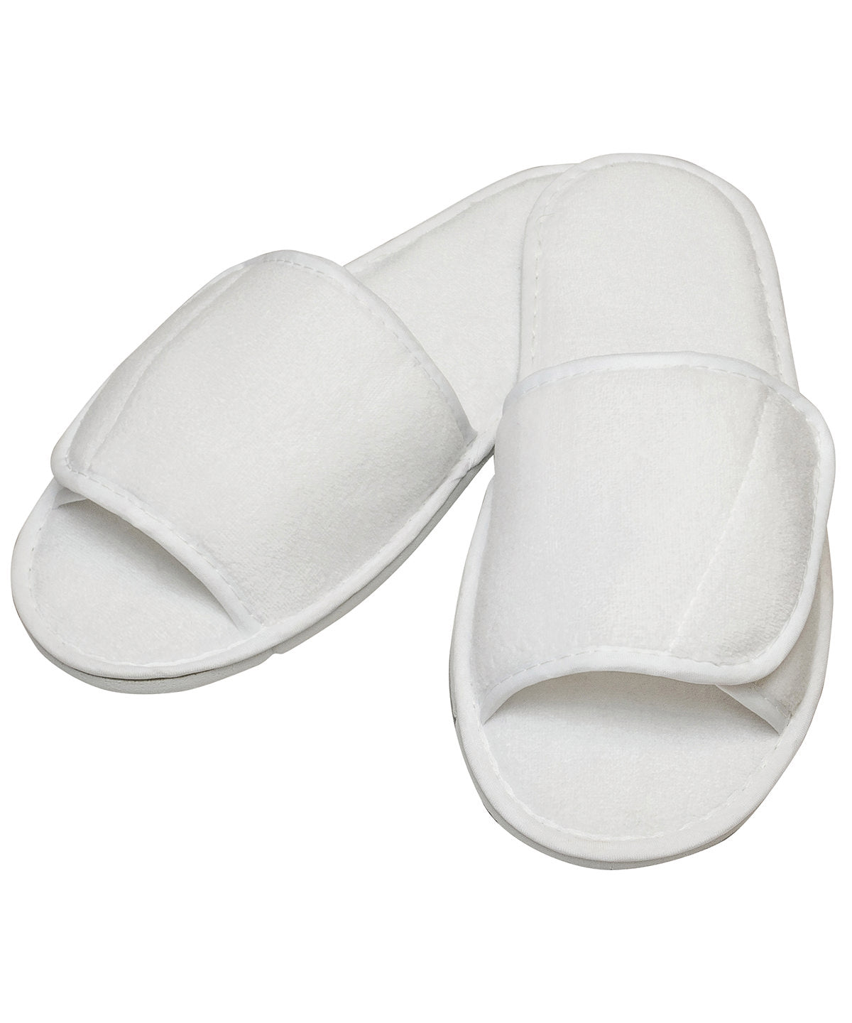 Towel City Open-toe Slippers with Hook and Loop Strap - White