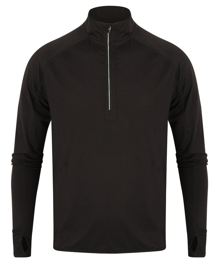 Tombo Long-sleeved ¼ Zip Top - Black