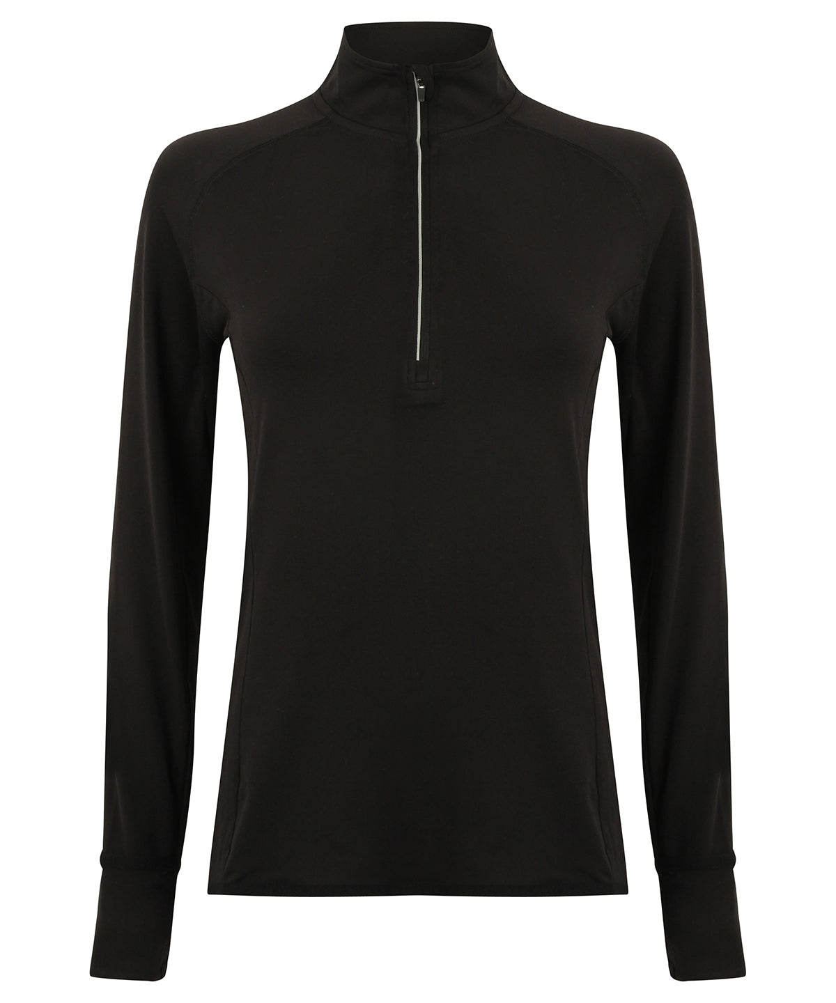 Tombo Women's Long-sleeved ¼ Zip Top - Black