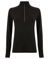 Tombo Women's Long-sleeved ¼ Zip Top - Black