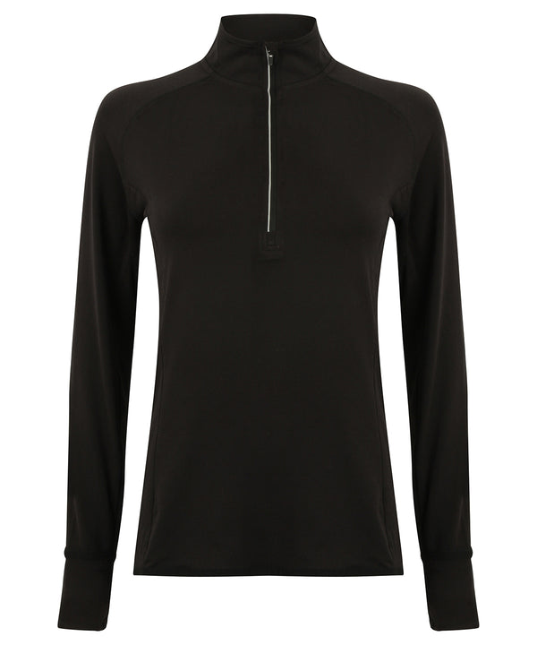 Tombo Women's Long-sleeved ¼ Zip Top - Black