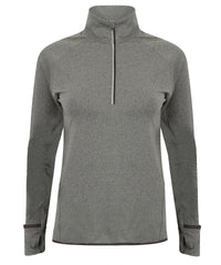 Tombo Women's Long-sleeved ¼ Zip Top - Grey Marl