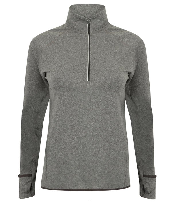 Tombo Women's Long-sleeved ¼ Zip Top - Grey Marl