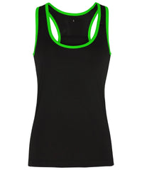 Women's TriDri® Panelled Fitness Vest - Black/Lightning Green