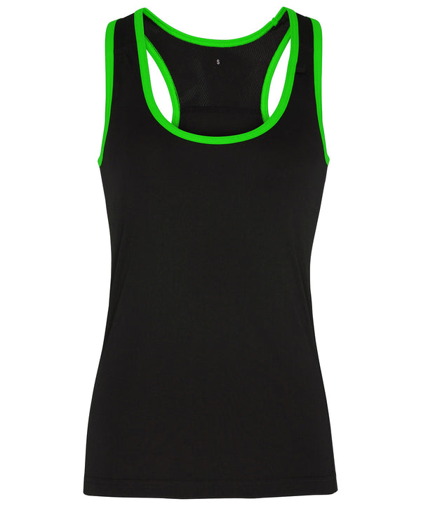 Women's TriDri® Panelled Fitness Vest - Black/Lightning Green