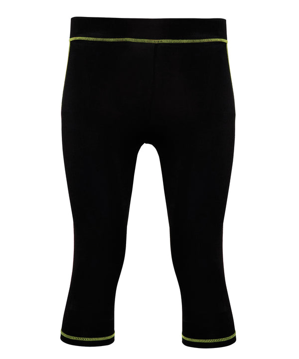 Women's TriDri® Capri Fitness Leggings - Black/Lightning Green