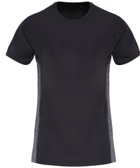 Women's TriDri® Contrast Panel Performance T-shirt - Charcoal/Black Melange