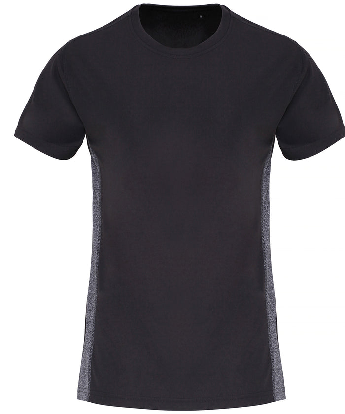 Women's TriDri® Contrast Panel Performance T-shirt - Charcoal/Black Melange