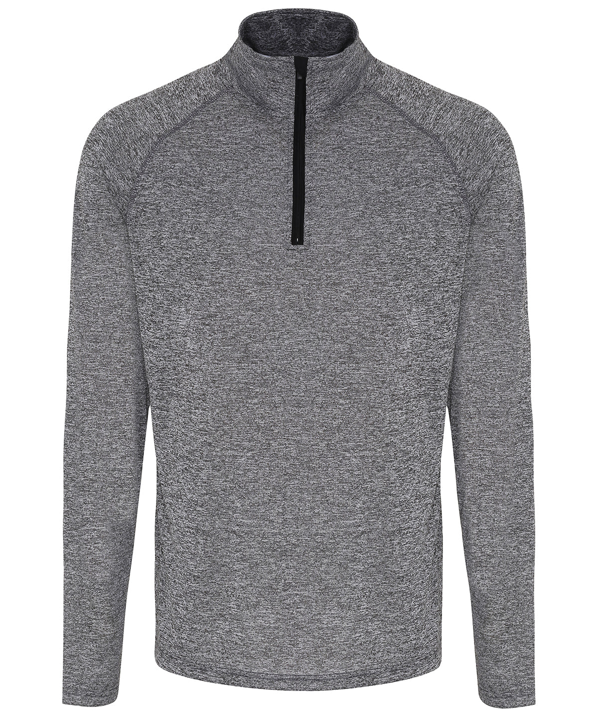 Men's TriDri® Long Sleeve Performance ¼ Zip Top - Black Melange/Black