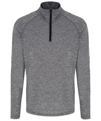 Men's TriDri® Long Sleeve Performance ¼ Zip Top - Black Melange/Black