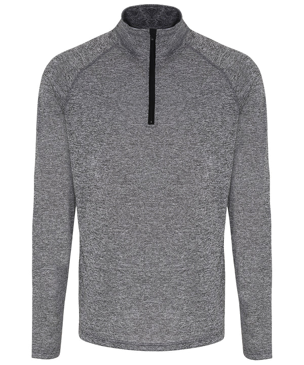 Men's TriDri® Long Sleeve Performance ¼ Zip Top - Black Melange/Black