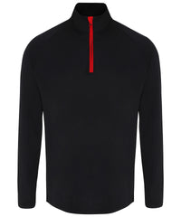 Men's TriDri® Long Sleeve Performance ¼ Zip Top - Black/Red