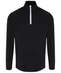 Men's TriDri® Long Sleeve Performance ¼ Zip Top - Black/White