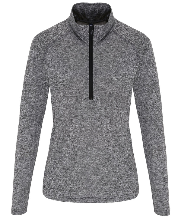Women's TriDri® Long Sleeve Performance ¼ Zip - Black Melange/Black